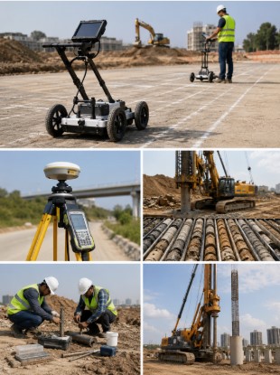 GPR SURVEY DGPS SURVEY GEOTECHNICAL INVESTIGATION PILING AT NOIDA UTTAR PRADESH